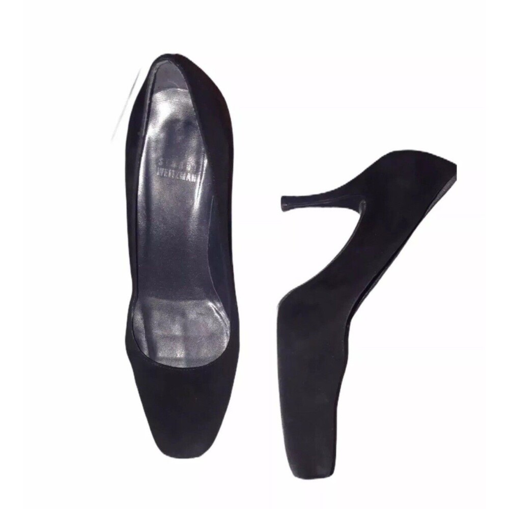 Stuart Weitzman Black Square Toe Suede High Heels Size 8.5 Medium